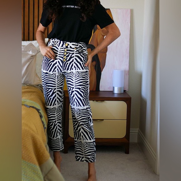 House of Sunny Reef Jessie zebra-print high-rise jeans - Picture 1 of 9